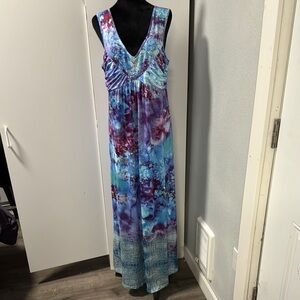 Live and Let Live Tie-Dye Maxi Dress in Blue and Purple